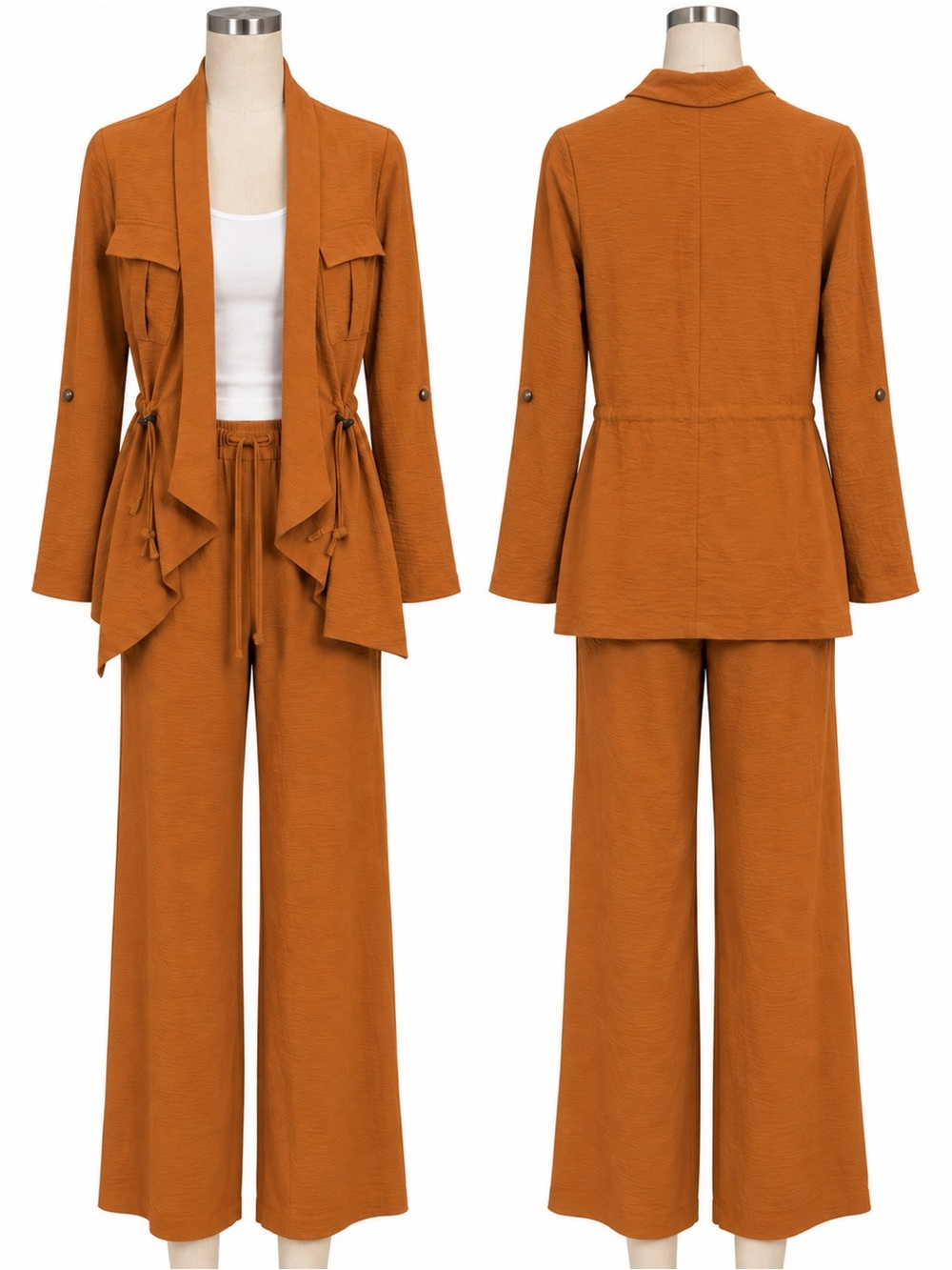 Rachel Zoe Women's Rust Wide-Leg Pants & Draped Jacket Set